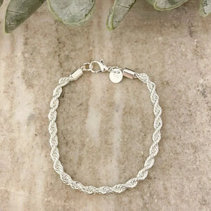925 Sterling Silver Dainty Twist Chain Bracelet Stackable Chain Bracelet